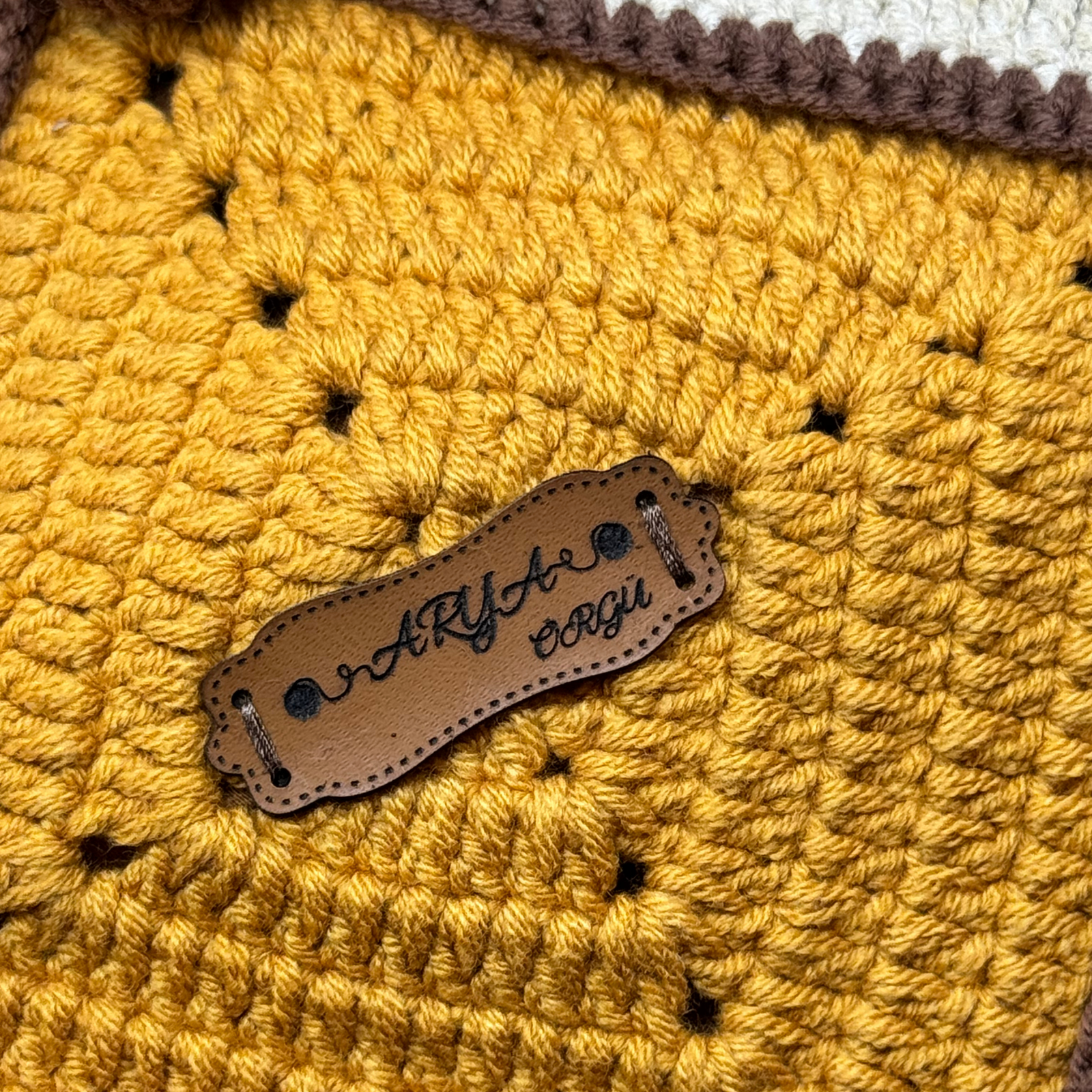 El Yapımı Örgü Granny Square Boho Omuz Çantası