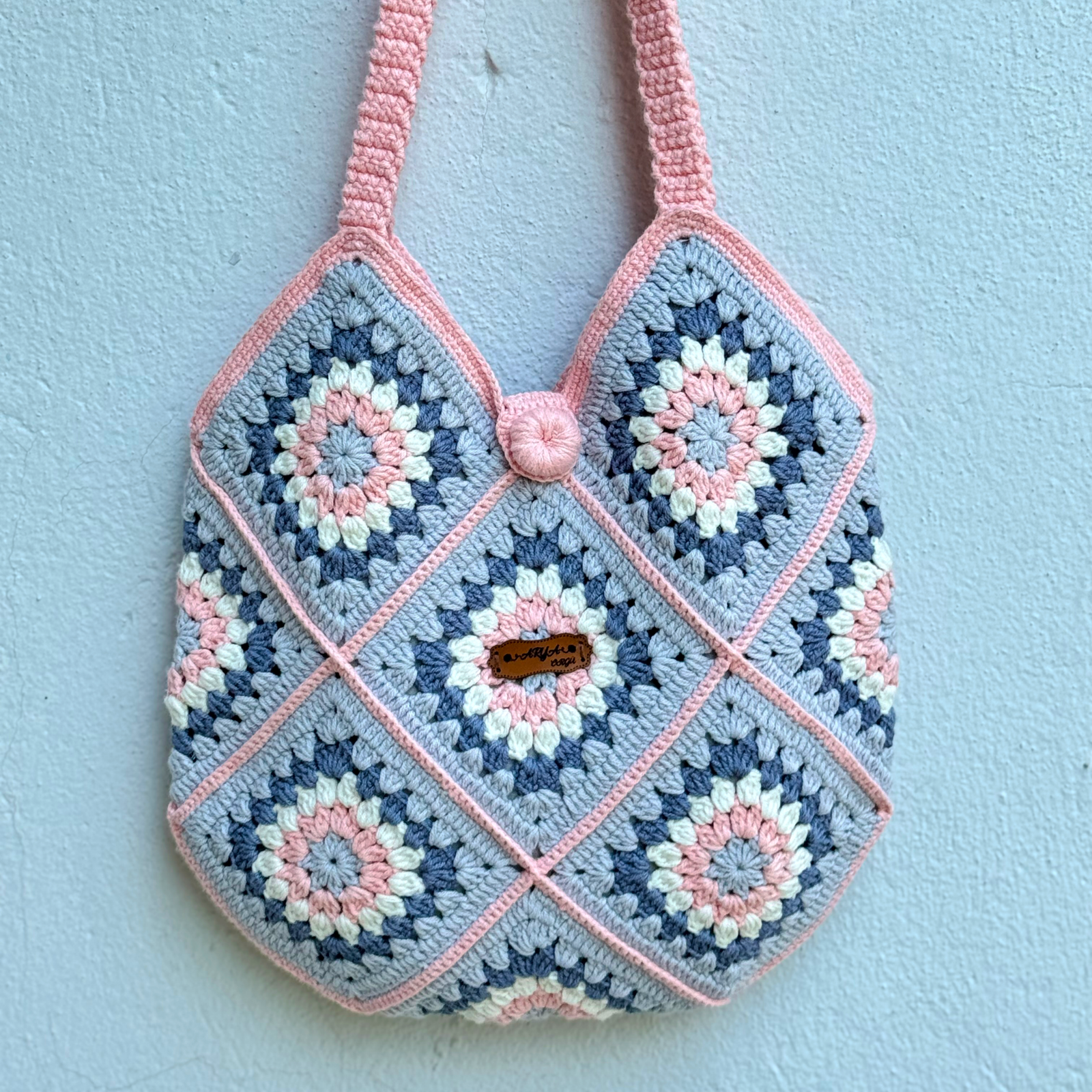 El Yapımı Örgü Granny Square Boho Omuz Çantası