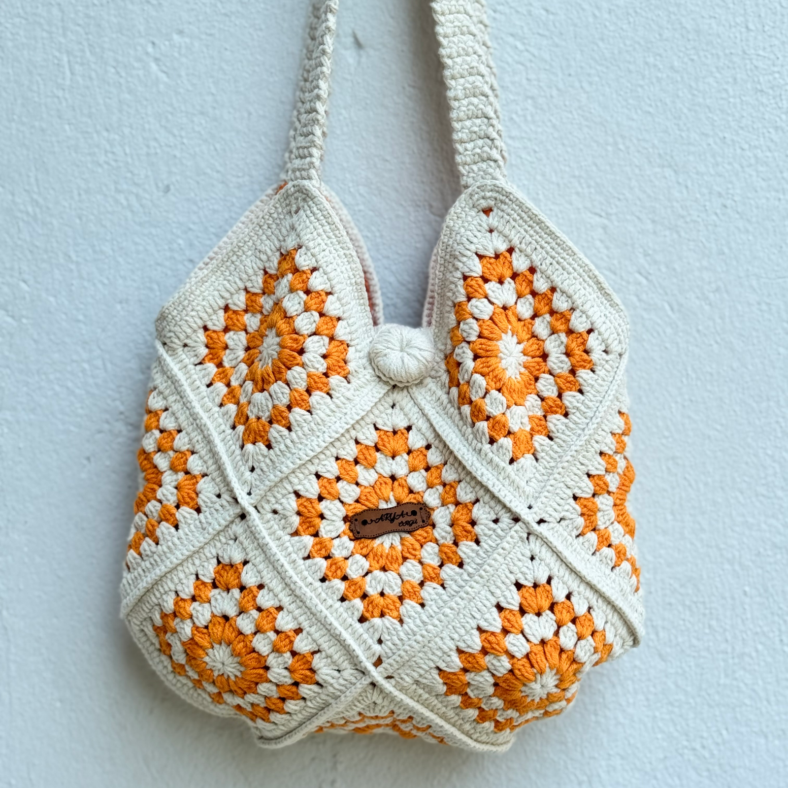 El Yapımı Örgü Granny Square Boho Omuz Çantası