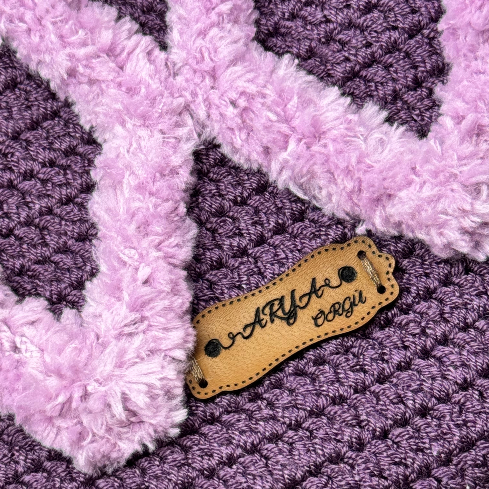 Özel Tasarım Kabartmalı Örgü Omuz Çantası | Deri Saplı El Yapımı Tote Bag