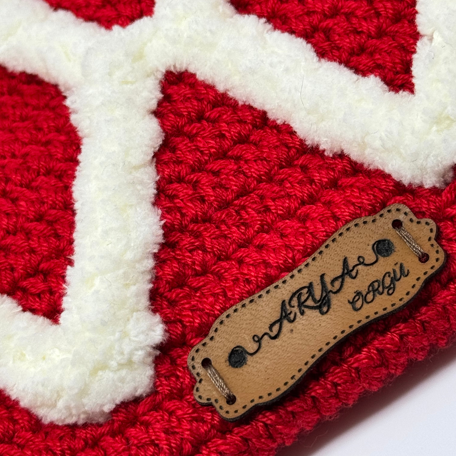 El Yapımı 3D Kabartmalı Dalga Desenli Örgü Portföy & Makyaj Çantası